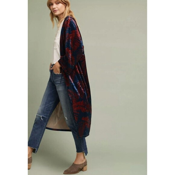 Anthropologie Palm Velvet Kimono OS by RIYA - Picture 3 of 13